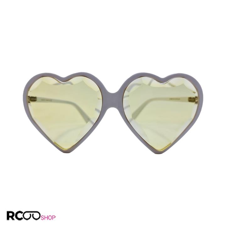 عینک دید در شب با فریم سفید رنگ و قلبی و عدسی زرد برند گوچی مدل GG0360S